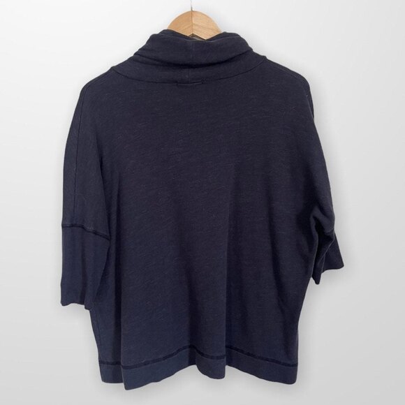 Navy James Perse Sweater Cowl Turtlenck Pullover Sweatshirt Size 2 (Small) - Picture 2 of 5